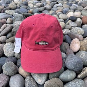 J Crew Baseball Hat Fish Hat Red Baseball Cap Fish Embroidery NWT Dad Hat